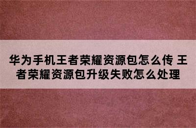 华为手机王者荣耀资源包怎么传 王者荣耀资源包升级失败怎么处理